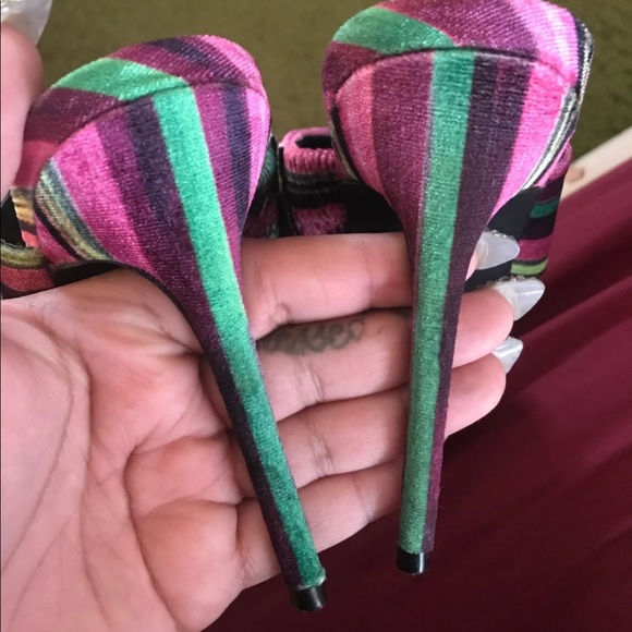 Multicolored Velour Mules - Picture 3 of 3